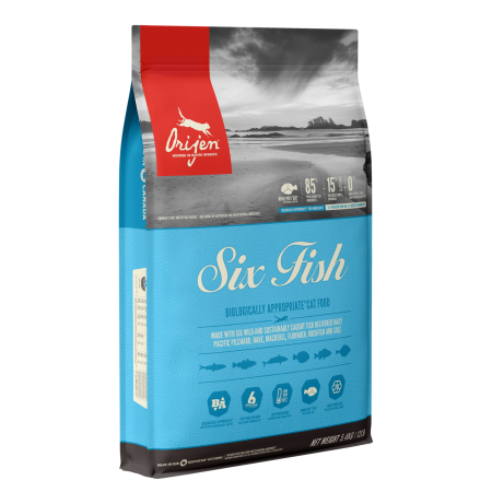 Orijen Six Fish Dry Cat Food, 1.8 kg - أوريجن سيكس فيش — للقطط طعام جاف، 1.8 كجم