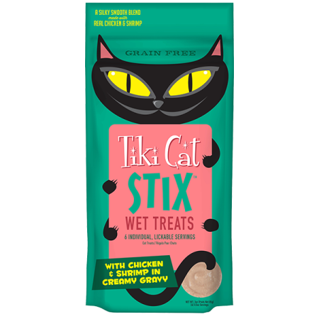 Tiki Cat Stix! Chicken & Shrimp Mousse Cat Treat, 6 Pieces - تيكي — للقطط مكافآت بنكهة الدجاج