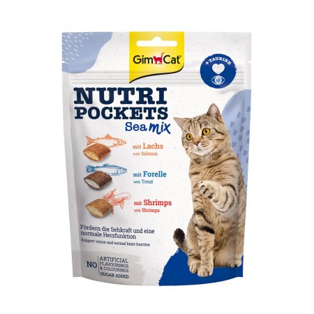GimCat Nutri Pockets Sea Mix, 150g - جيمكات نوتري بوكيتس — للقطط، 150 جم