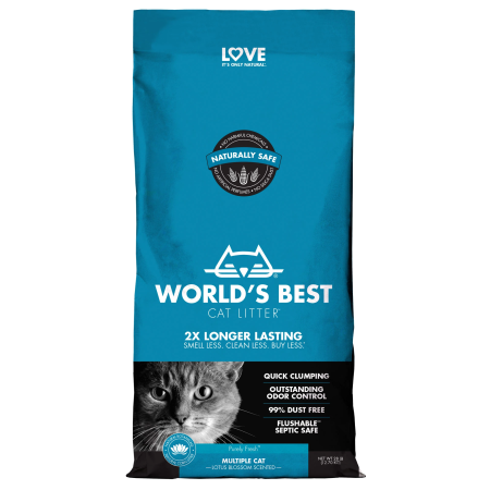 World's Best Cat Litter Lotus Blossom Scented, 28lb - أوورلدس بيست — للقطط رمل قطط