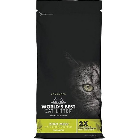 World's Best Cat Litter Zero Mess Pine Scented Clumping, 24 lb - أوورلدس بيست — للقطط رمل قطط