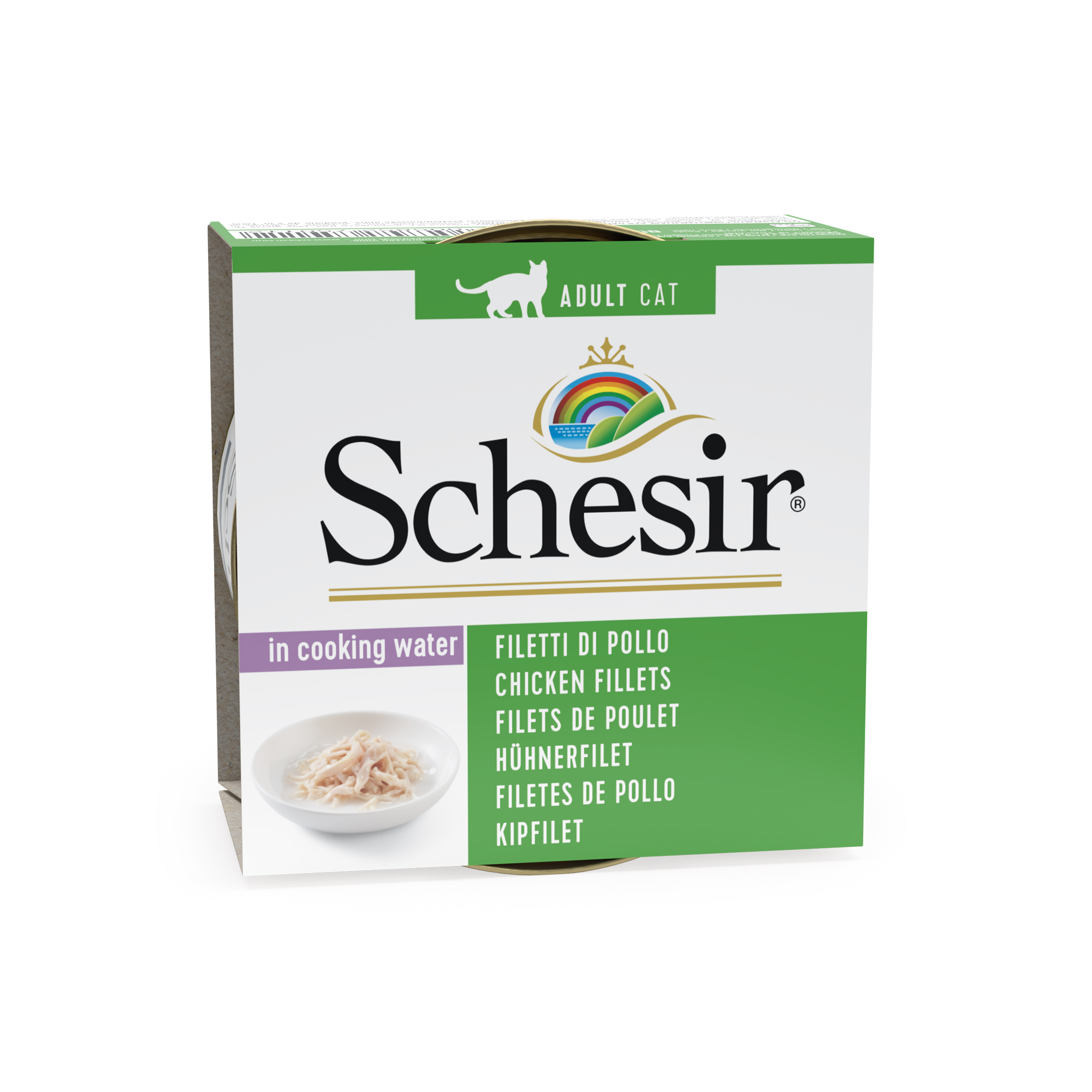 Schesir Chicken in Cooking Water Wet Cat Food, 85g - شيسير تشيكين ين — للقطط طعام رطب بنكهة الدجاج، 85 جم