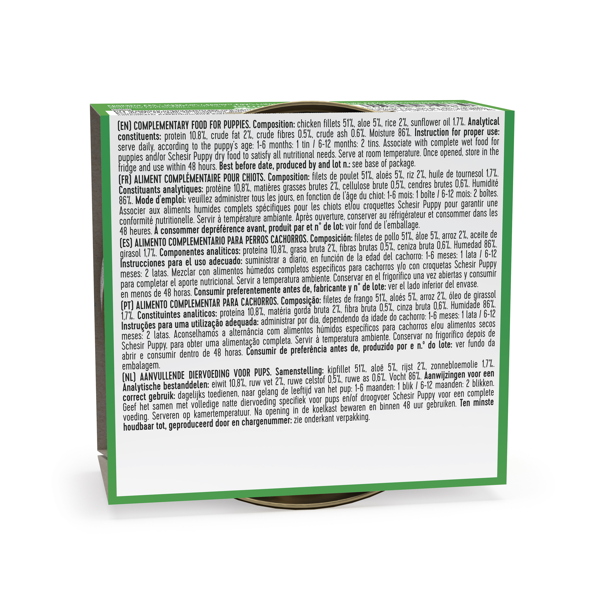Schesir Chicken with Aloe Wet Puppy Food, 150g - شيسير تشيكين ويث — للكلاب طعام رطب بنكهة الدجاج الجِراء، 150 جم - Image 4