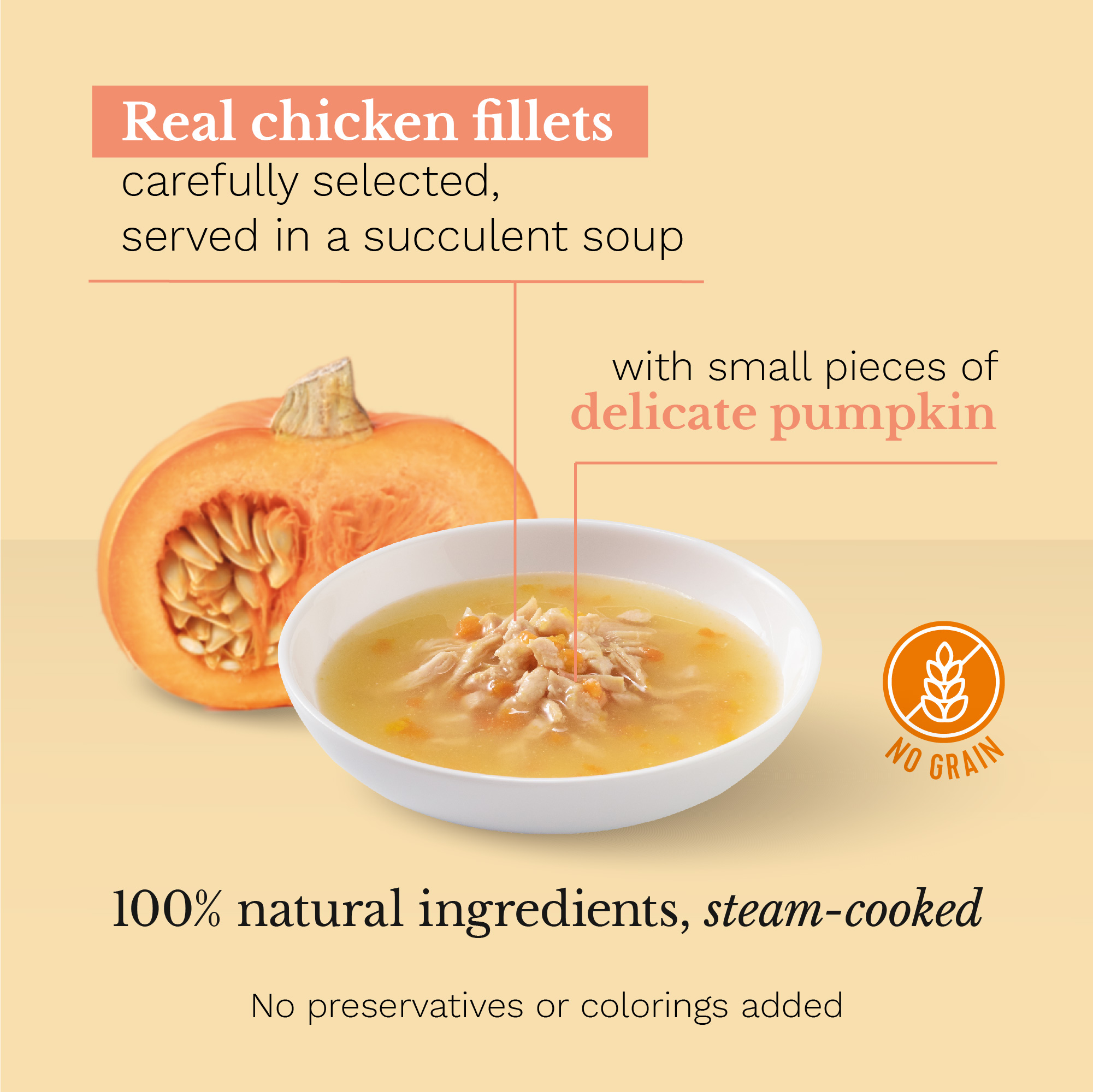 Schesir Soup Chicken with Pumpkin Wet Cat Food, 85g - شيسير سوب تشيكين — للقطط طعام رطب بنكهة الدجاج، 85 جم - Image 2