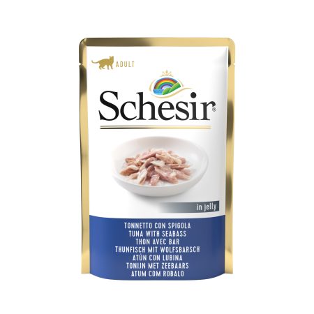 Schesir Tuna with Seabass Pouch Wet Cat Food, 85g - شيسير تونا ويث — للقطط طعام رطب بنكهة التونة، 85 جم