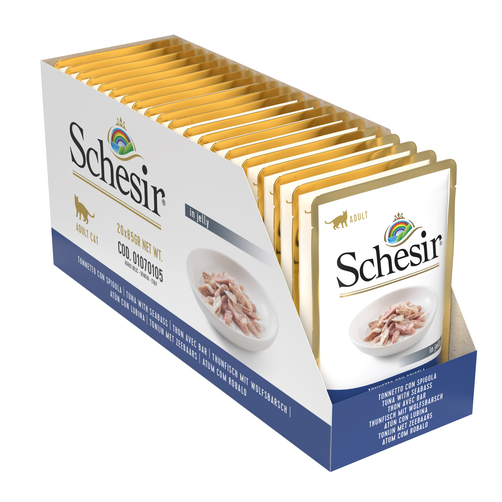 Schesir Tuna with Seabass Pouch Wet Cat Food, 85g - شيسير تونا ويث — للقطط طعام رطب بنكهة التونة، 85 جم - Image 6