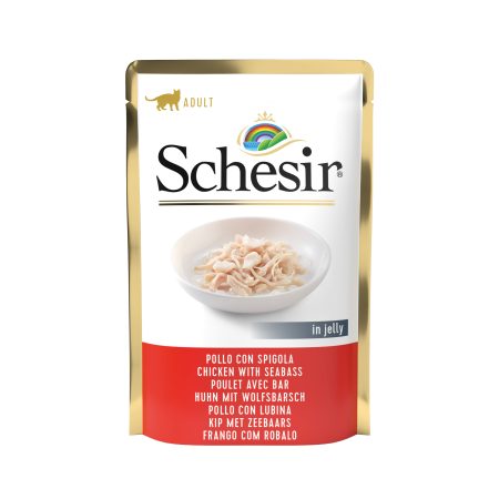 Schesir Chicken with Seabass Pouch Wet Cat Food, 85g - شيسير تشيكين ويث — للقطط طعام رطب بنكهة الدجاج، 85 جم
