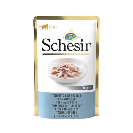 Schesir Tuna with Hake Pouch Wet Cat Food, 85g - شيسير تونا ويث — للقطط طعام رطب بنكهة التونة، 85 جم