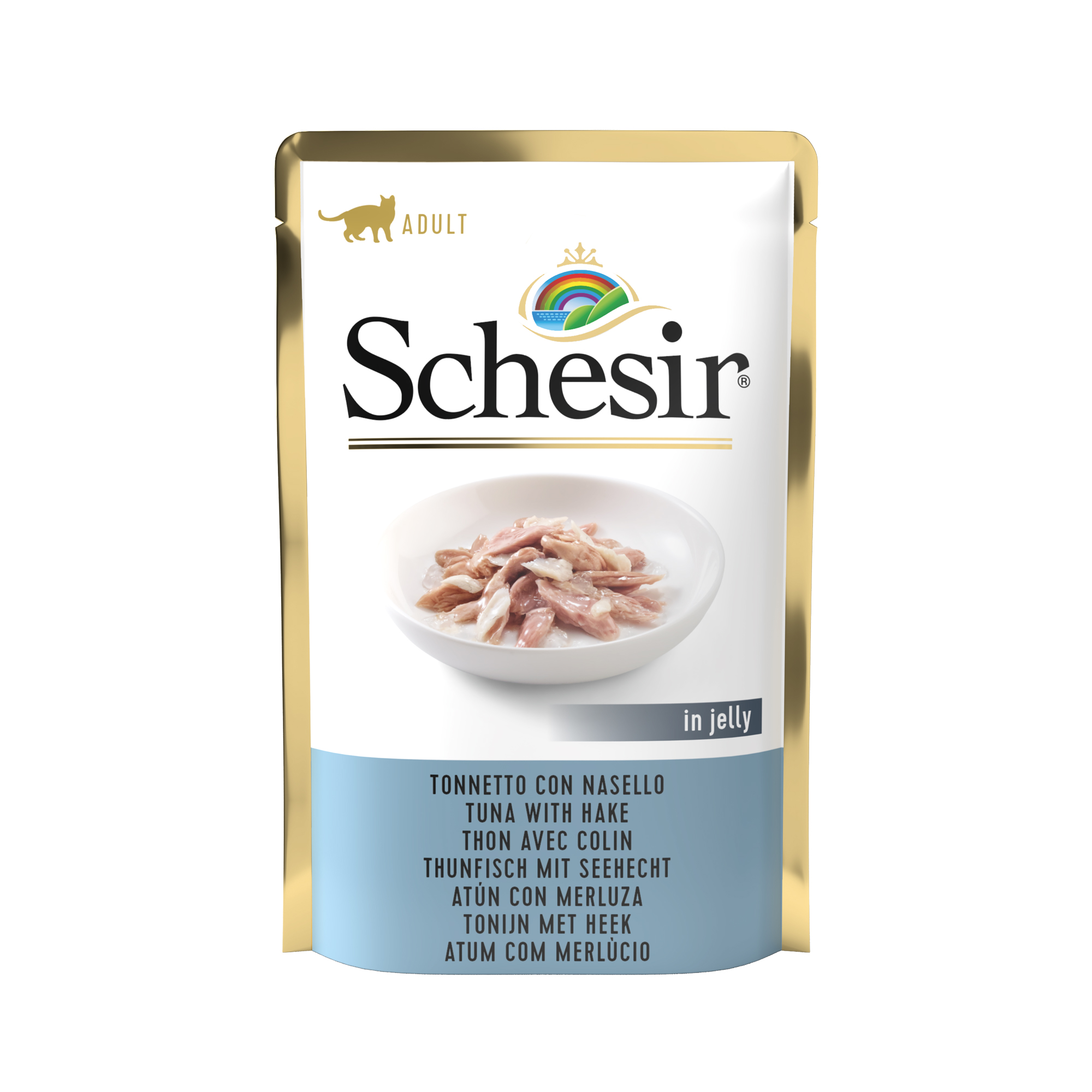 Schesir Tuna with Hake Pouch Wet Cat Food, 85g - شيسير تونا ويث — للقطط طعام رطب بنكهة التونة، 85 جم