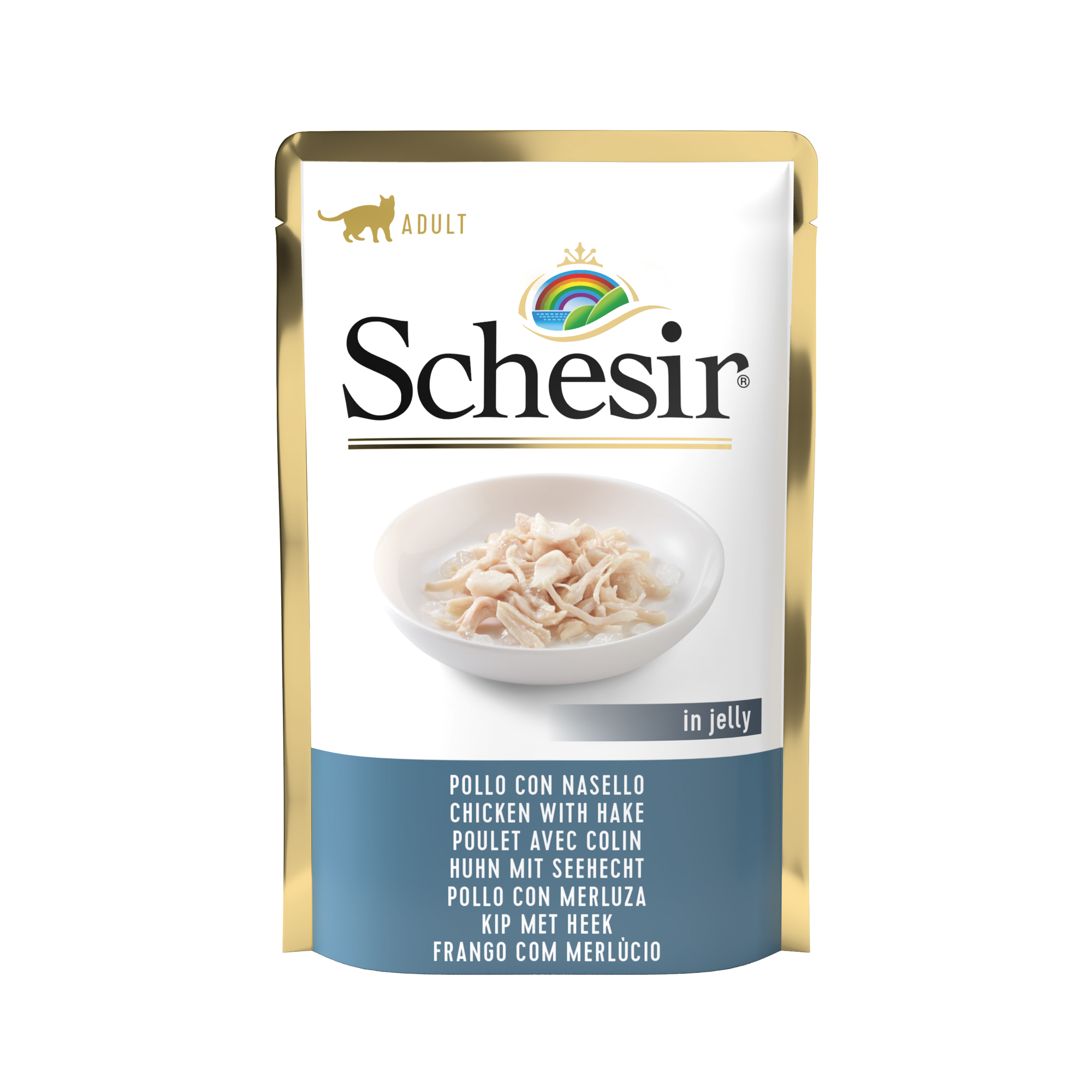 Schesir Chicken with Hake Pouch Wet Cat Food, 85g - شيسير تشيكين ويث — للقطط طعام رطب بنكهة الدجاج، 85 جم