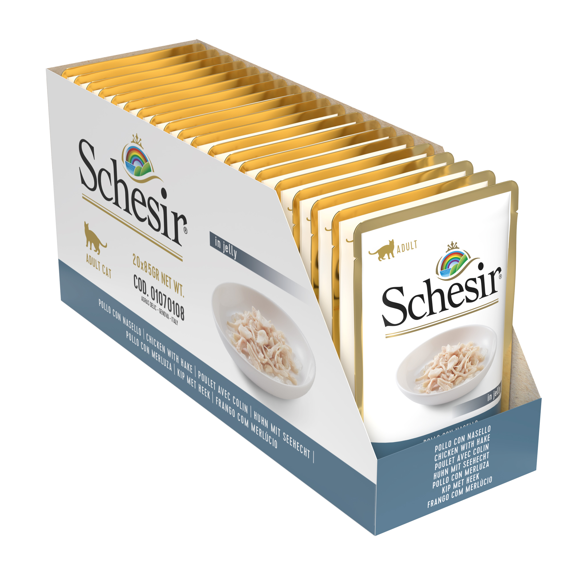 Schesir Chicken with Hake Pouch Wet Cat Food, 85g - شيسير تشيكين ويث — للقطط طعام رطب بنكهة الدجاج، 85 جم - Image 5