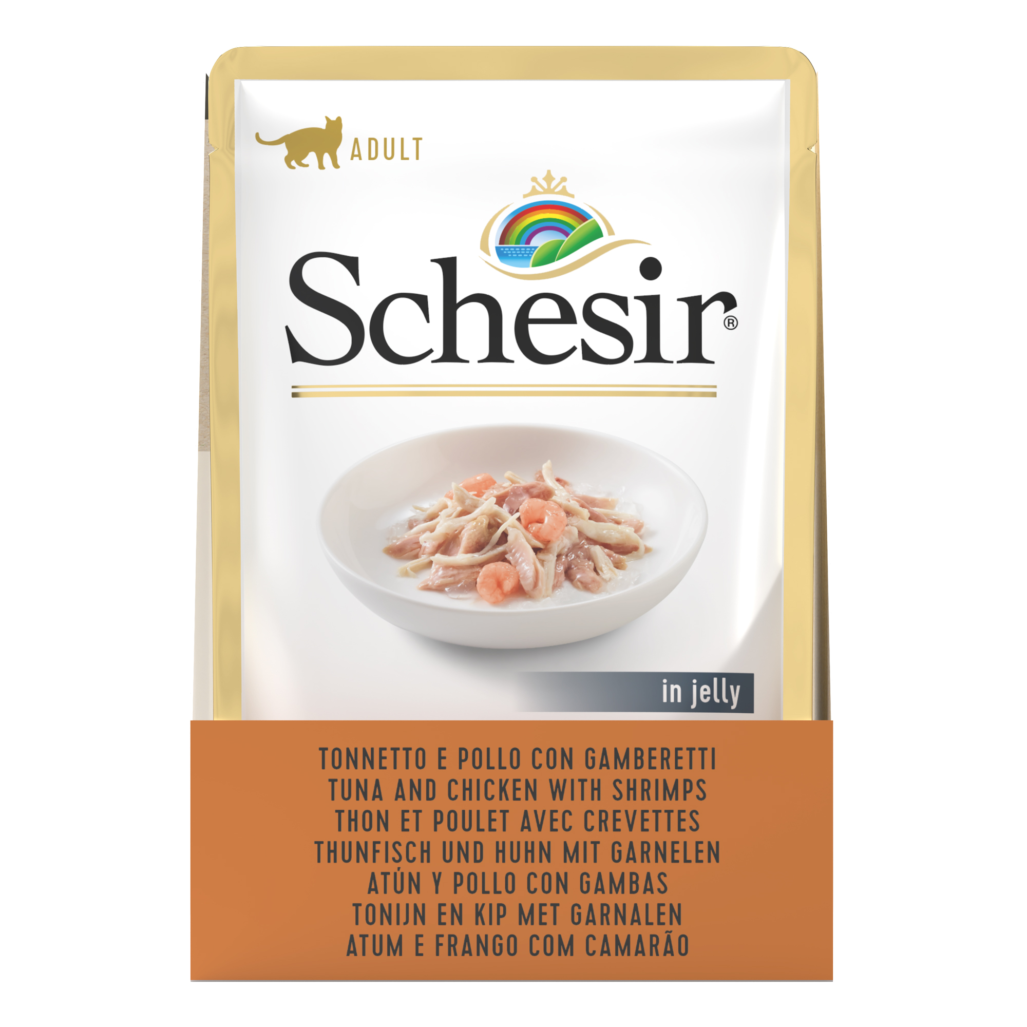 Schesir Tuna and Chicken with Shrimp Pouch Wet Cat Food, 85g - شيسير تونا اند — للقطط طعام رطب بنكهة الدجاج، 85 جم - Image 4