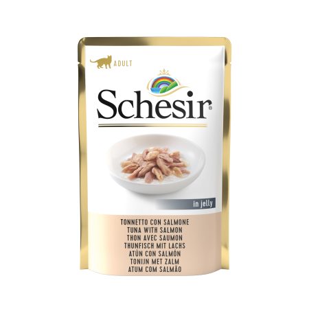 Schesir Tuna with Salmon Pouch Wet Cat Food, 85g - شيسير تونا ويث — للقطط طعام رطب بنكهة السلمون، 85 جم