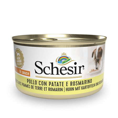 Schesir Chicken with Potatoes and Rosemary Wet Dog Food, 85g - شيسير تشيكين ويث — للكلاب طعام رطب بنكهة الدجاج، 85 جم