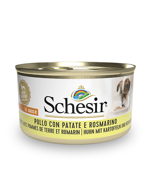 Schesir Chicken with Potatoes and Rosemary Wet Dog Food, 85g - شيسير تشيكين ويث — للكلاب طعام رطب بنكهة الدجاج، 85 جم