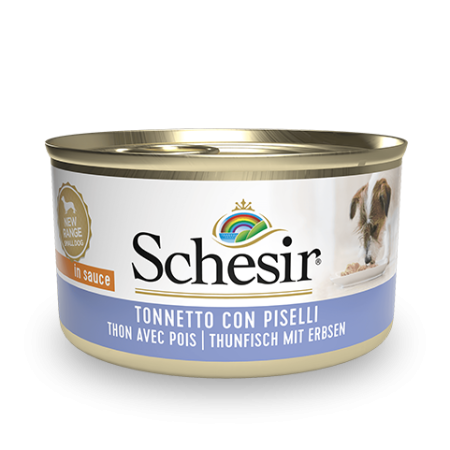 Schesir Tuna with Peas Wet Dog Food, 85g - شيسير تونا ويث — للكلاب طعام رطب بنكهة التونة، 85 جم
