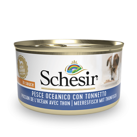 Schesir Tuna with Ocean Fish Wet Dog Food, 85g - شيسير تونا ويث — للكلاب طعام رطب بنكهة التونة، 85 جم