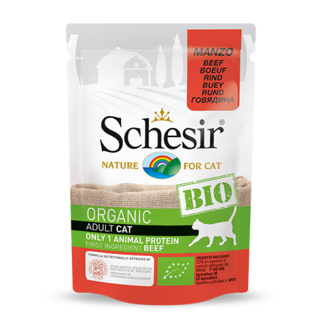 Schesir Organic Beef Wet Cat Food, 85g - شيسير أورجانيك بيف — للقطط طعام رطب بنكهة اللحم البقري، 85 جم