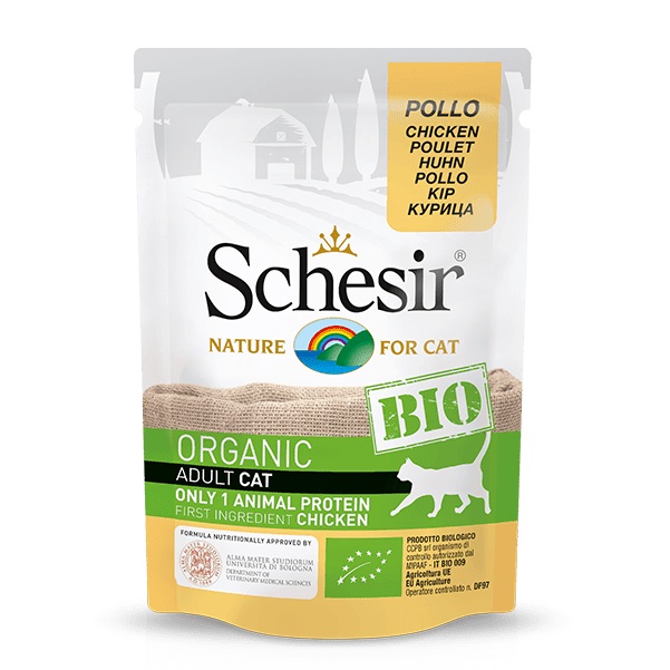 Schesir Organic Chicken Wet Cat Food, 85g - شيسير أورجانيك تشيكين — للقطط طعام رطب بنكهة الدجاج، 85 جم