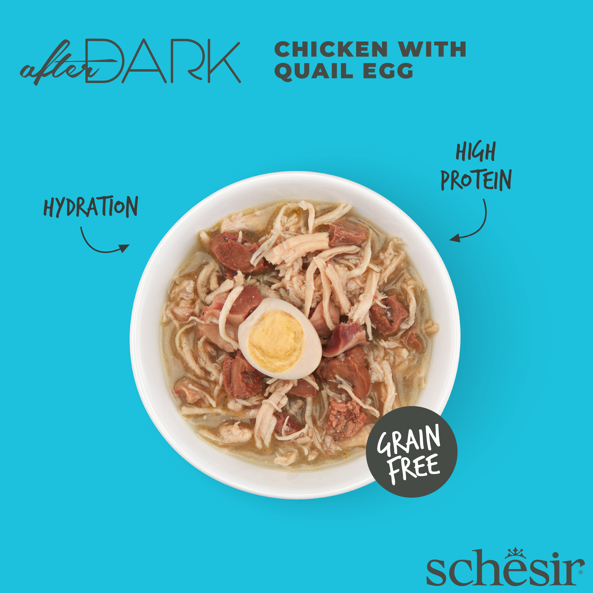 Schesir After Dark Chicken & Quail Egg in Broth Wet Cat Food, 80g - شيسير أفتير دارك — للقطط طعام رطب بنكهة الدجاج، 80 جم - Image 2