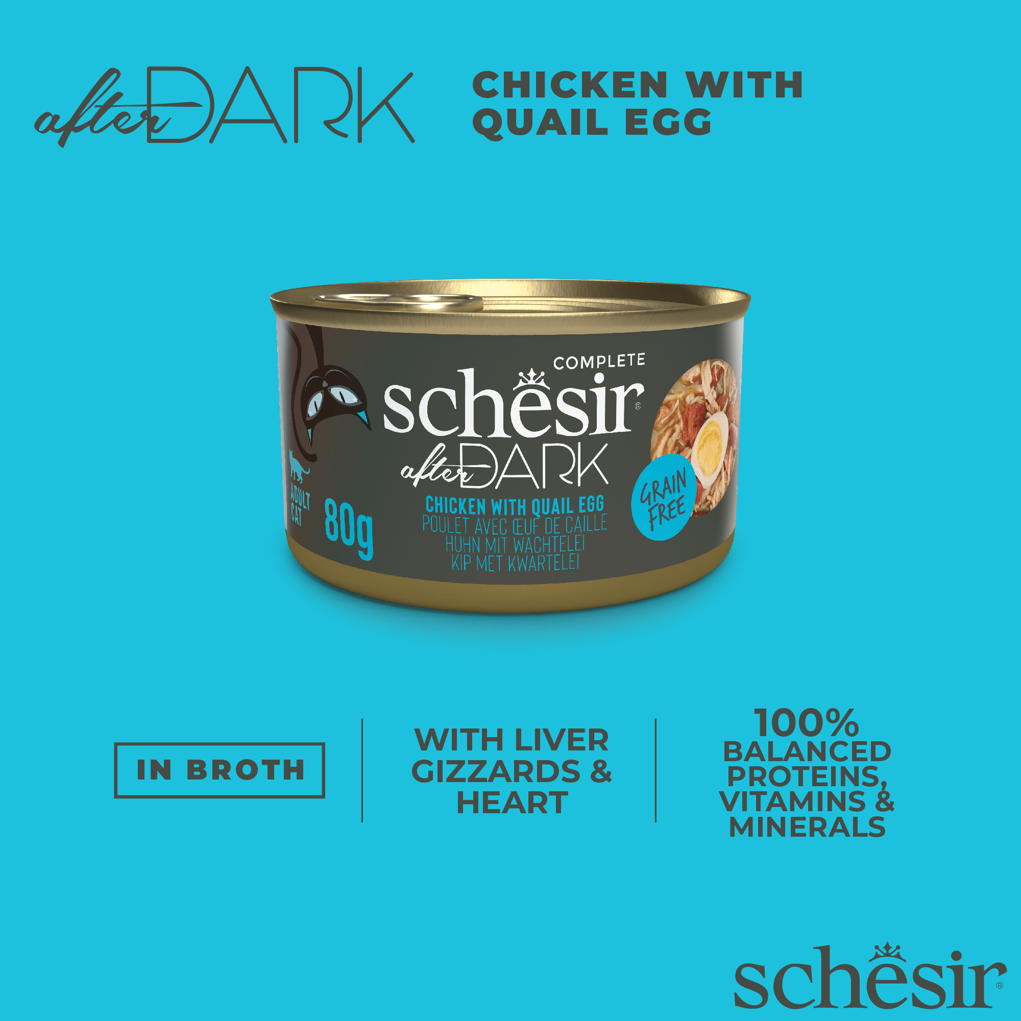 Schesir After Dark Chicken & Quail Egg in Broth Wet Cat Food, 80g - شيسير أفتير دارك — للقطط طعام رطب بنكهة الدجاج، 80 جم - Image 4