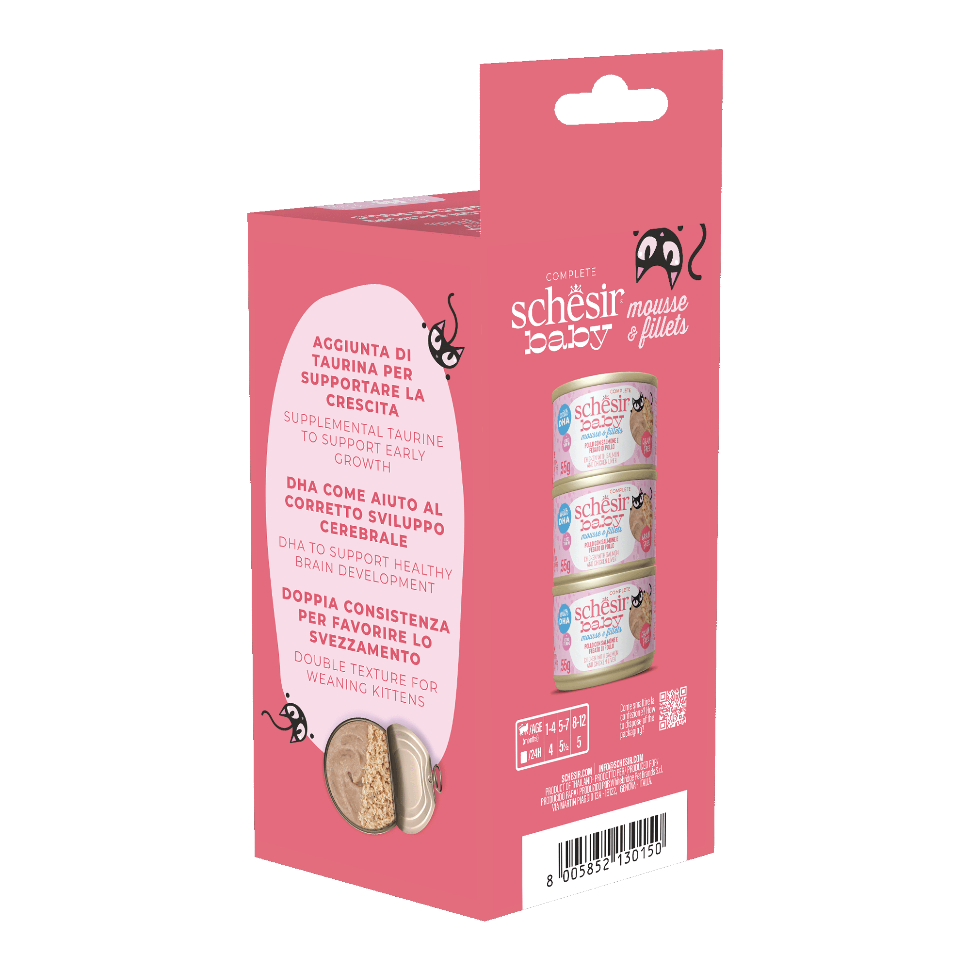Schesir Baby Mousse & Fillets For Baby Cats Above 1+ Month, 3 Cans - شيسير بابي موسسي — للقطط طعام رطب - Image 6