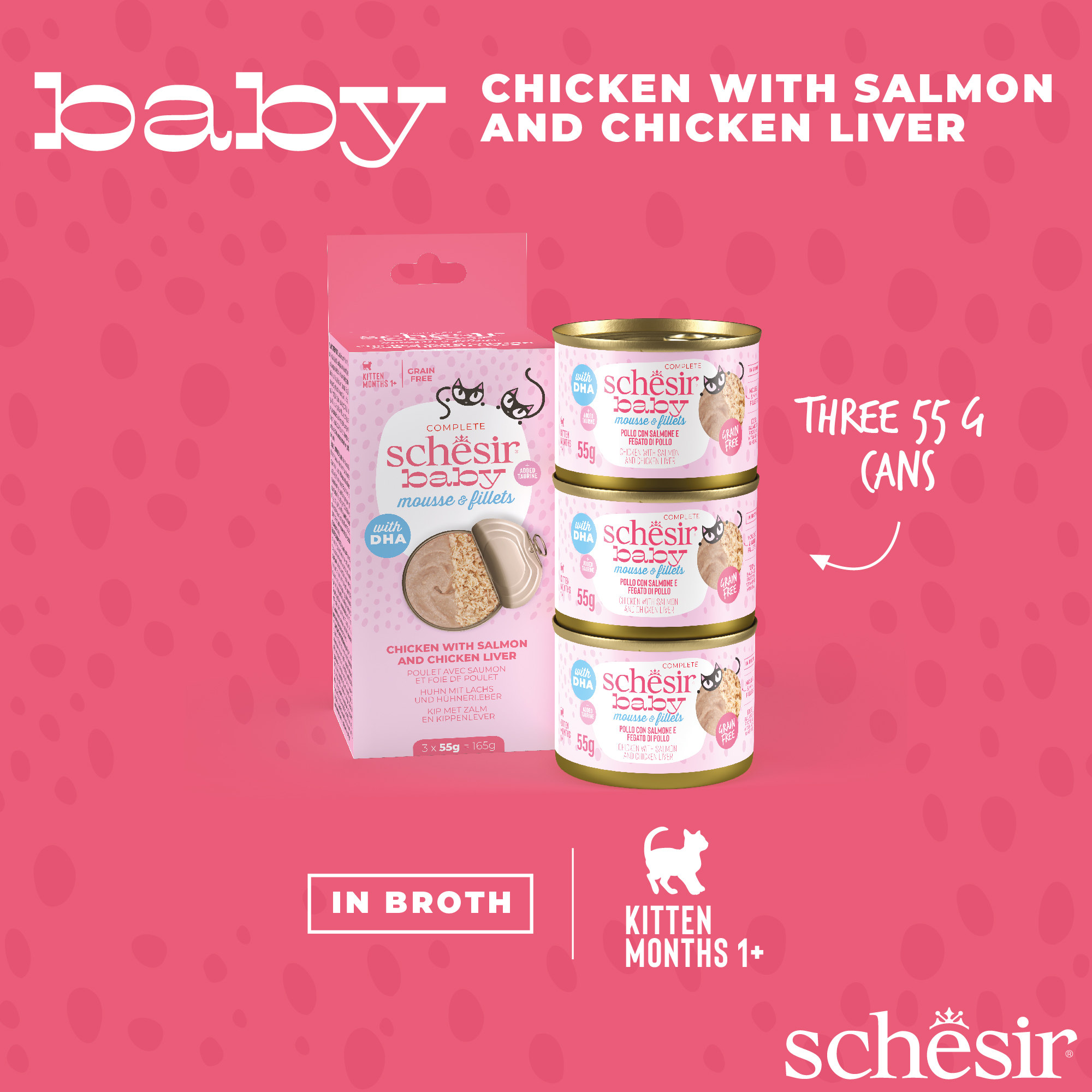 Schesir Baby Mousse & Fillets For Baby Cats Above 1+ Month, 3 Cans - شيسير بابي موسسي — للقطط طعام رطب - Image 5