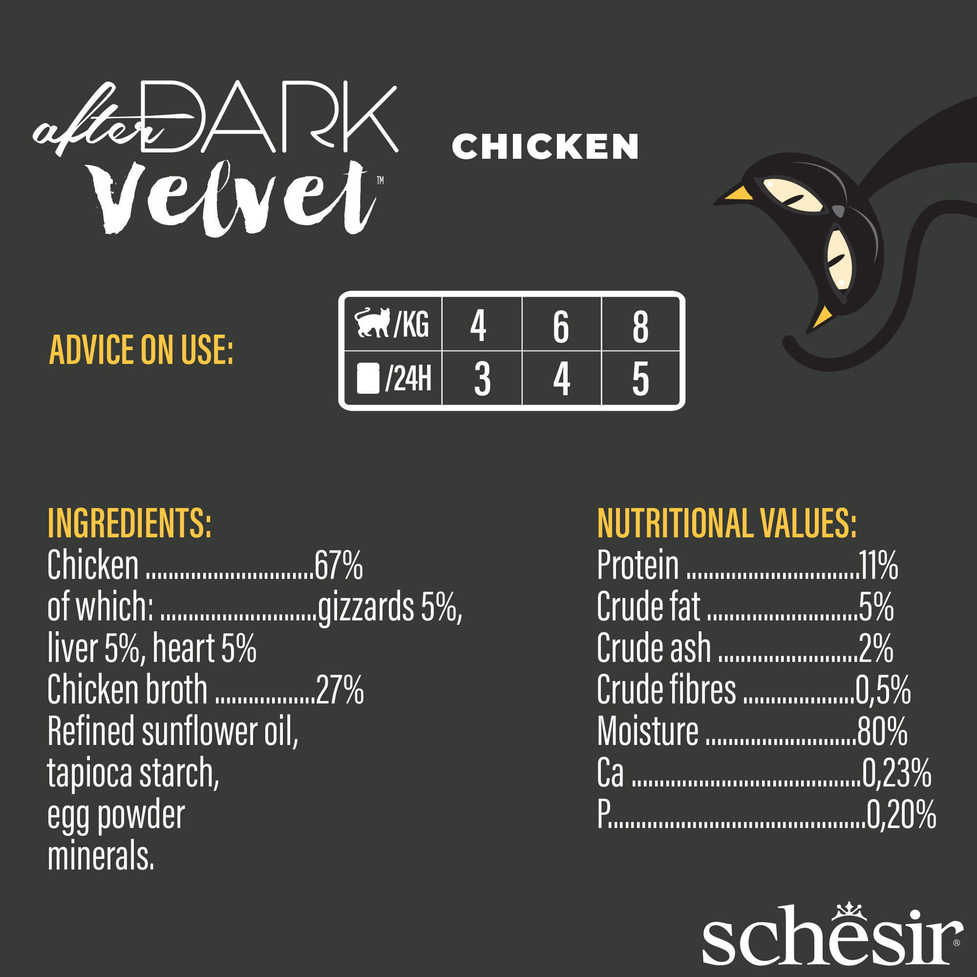 Schesir After Dark Velvet Mousse Chicken Wet Cat Food, 80g - شيسير أفتير دارك — للقطط طعام رطب بنكهة الدجاج، 80 جم - Image 2