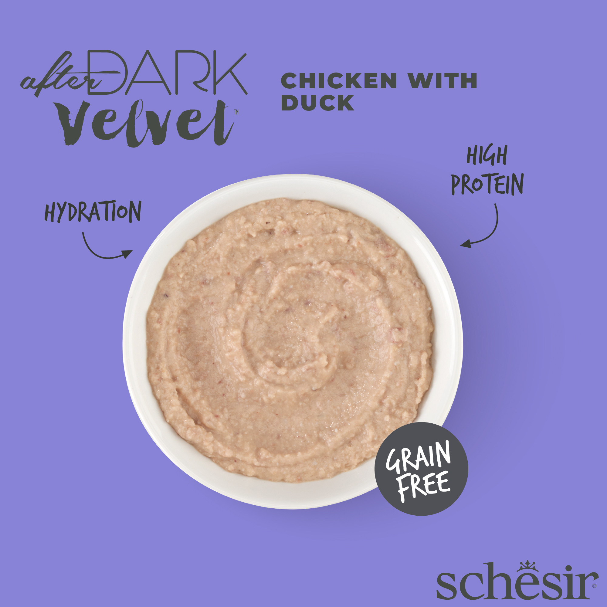 Schesir After Dark Velvet Mousse Chicken & Duck Wet Cat Food, 80g - شيسير أفتير دارك — للقطط طعام رطب بنكهة الدجاج، 80 جم - Image 3