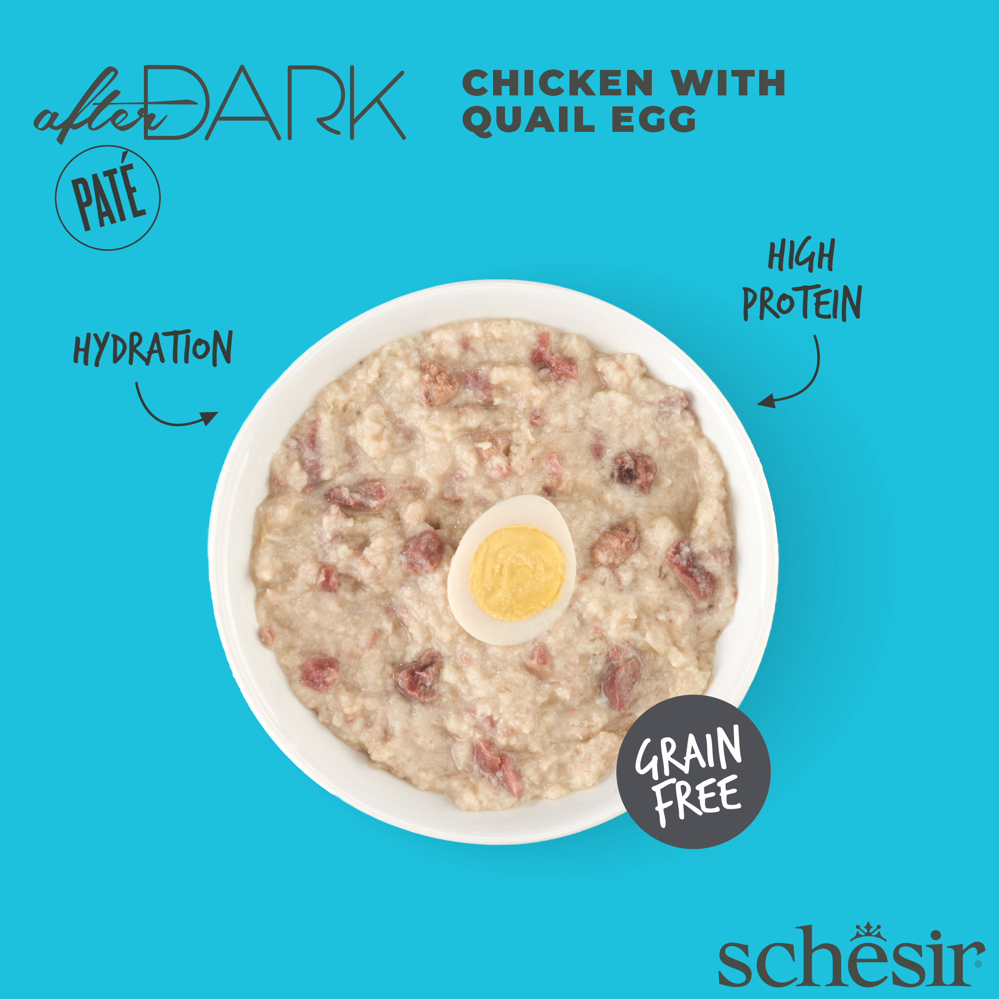 Schesir After Dark Pate Chicken & Quail Egg in Broth Cat Wet Food, 80g - شيسير أفتير دارك — للقطط طعام رطب بنكهة الدجاج، 80 جم - Image 2