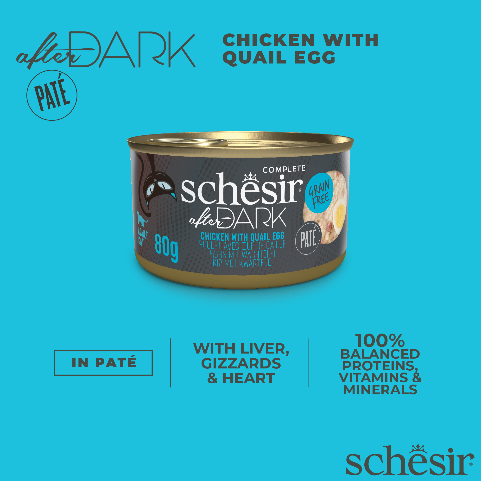 Schesir After Dark Pate Chicken & Quail Egg in Broth Cat Wet Food, 80g - شيسير أفتير دارك — للقطط طعام رطب بنكهة الدجاج، 80 جم - Image 4