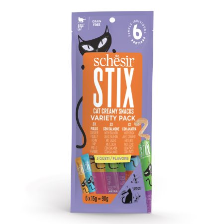 Schesir Stix! Variety Pack Cat Treat, 6 Pieces - شيسير ستيكس! فاريتي  — للقطط مكافآت