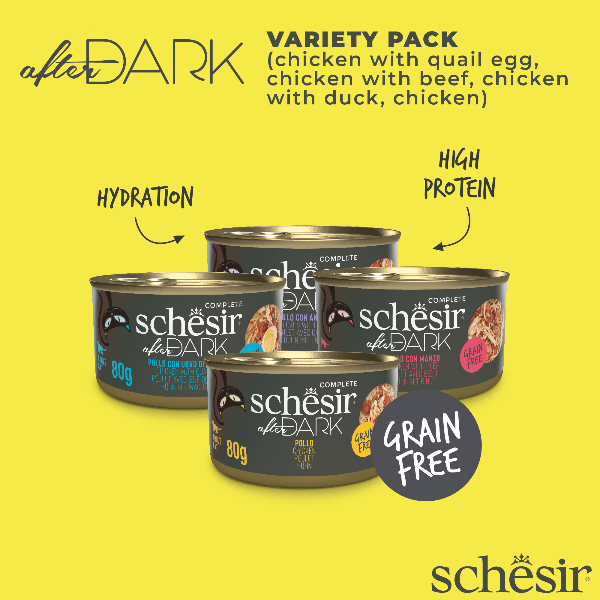 Schesir After Dark Variety Pack Wet Cat Food, Pack of 12 x 80g - شيسير أفتير دارك — للقطط طعام رطب، عدد 12 × 80 جم، 80 جم - Image 2