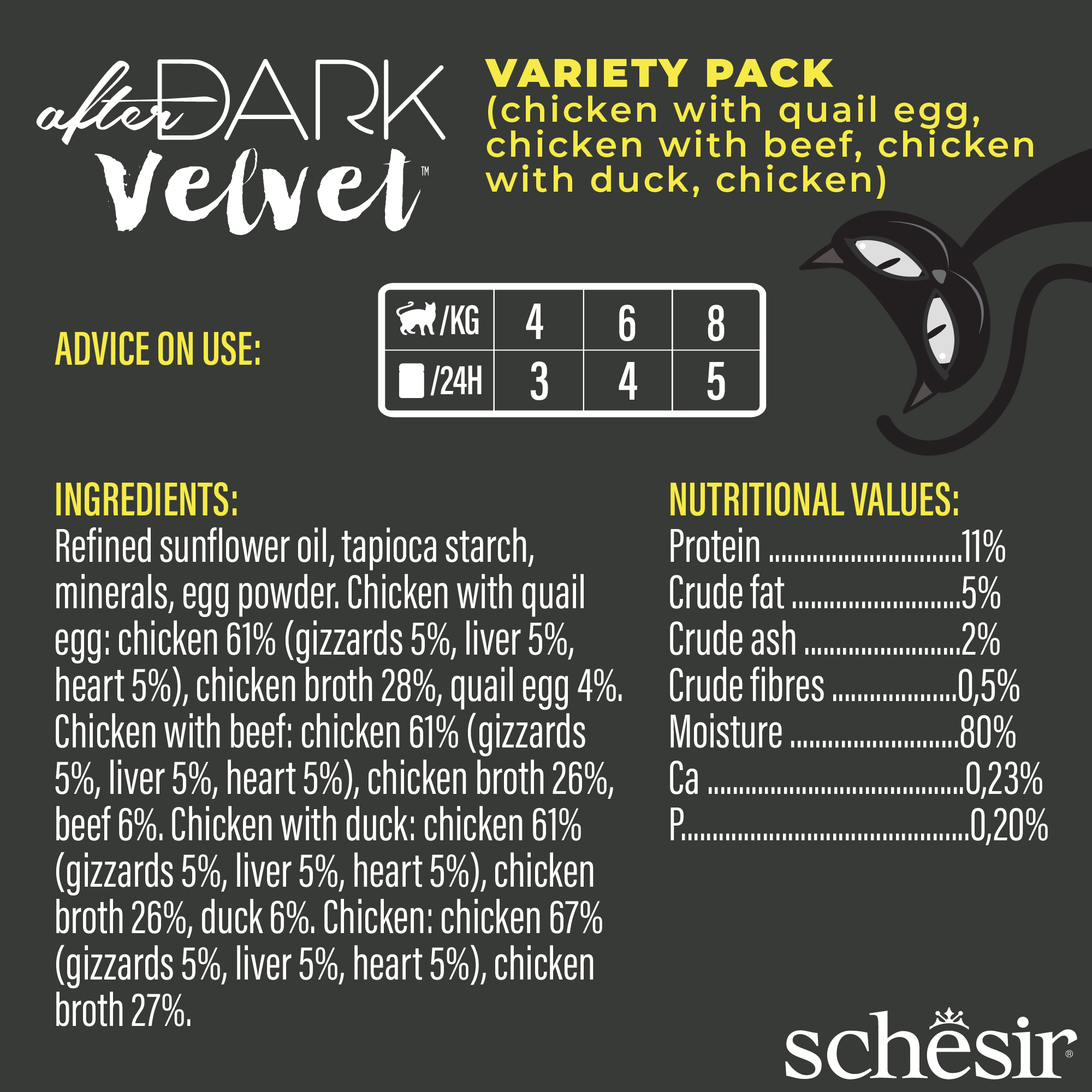 Schesir After Dark Velvet Mousse Variety Pack Wet Cat Food, Pack of 12 x 80g - شيسير أفتير دارك — للقطط طعام رطب، عدد 12 × 80 جم، 80 جم - Image 3