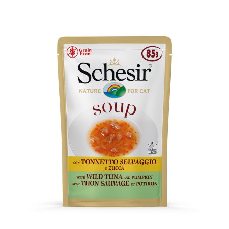 Schesir Soup Wild Tuna & Pumpkin Wet Cat Food, 85g - شيسير سوب ويلد — للقطط طعام رطب بنكهة التونة، 85 جم