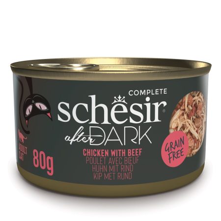 Schesir After Dark Chicken with Beef in Broth Wet Cat Food, 80g - شيسير أفتير دارك — للقطط طعام رطب بنكهة الدجاج، 80 جم