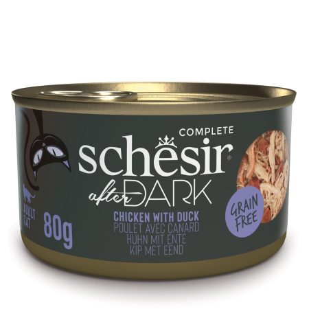 Schesir After Dark Chicken with Duck in Broth Wet Cat Food, 80g - شيسير أفتير دارك — للقطط طعام رطب بنكهة الدجاج، 80 جم