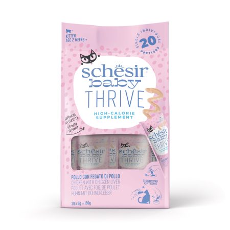Schesir Baby Thrive Chicken & Chicken Liver Baby Cat Food, Pack of 20 Sachet - شيسير بابي ثريفي — للقطط بنكهة الدجاج
