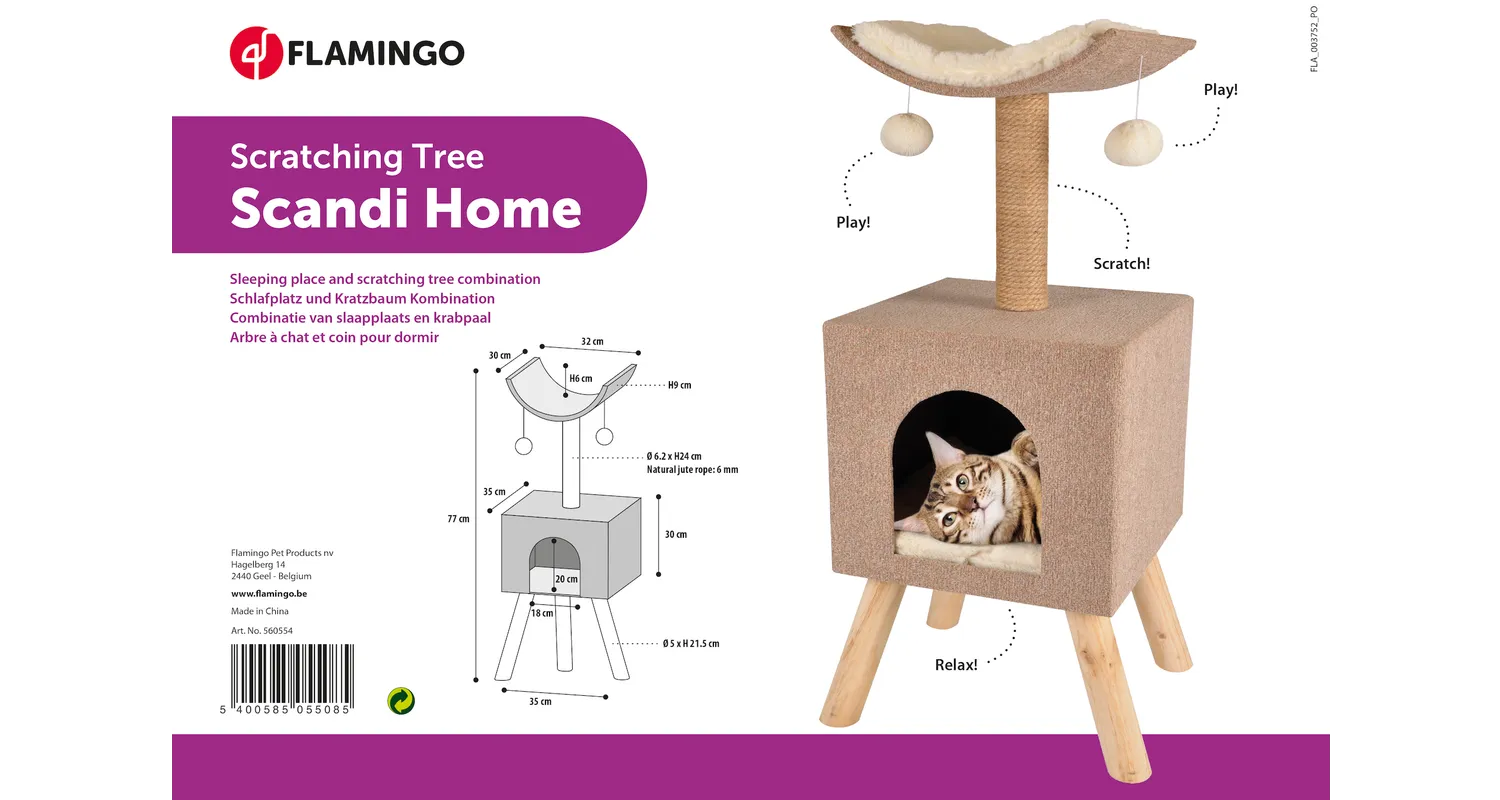 Flamingo Scandi Home Cat Tree - فلامينجو سكاندي هومي — للقطط طعام رطب - Image 3