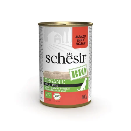 Schesir Organic Beef Wet Dog Food, 400g - شيسير أورجانيك بيف — للكلاب طعام رطب بنكهة اللحم البقري، 400 جم
