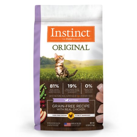 Instinct Original Real Chicken Grain-Free Dry Kitten Food, 2kg - إنستينكت وريجينال ريال — للقطط طعام جاف بنكهة الدجاج خالٍ من الحبوب القطط الصغيرة، 2 كجم