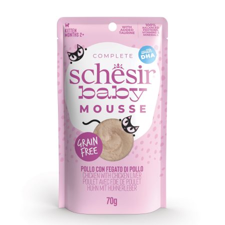 Schesir Baby Chicken with Chicken Liver Wet Kitten Food, 70g - شيسير بابي تشيكين — للقطط طعام رطب بنكهة الدجاج القطط الصغيرة، 70 جم