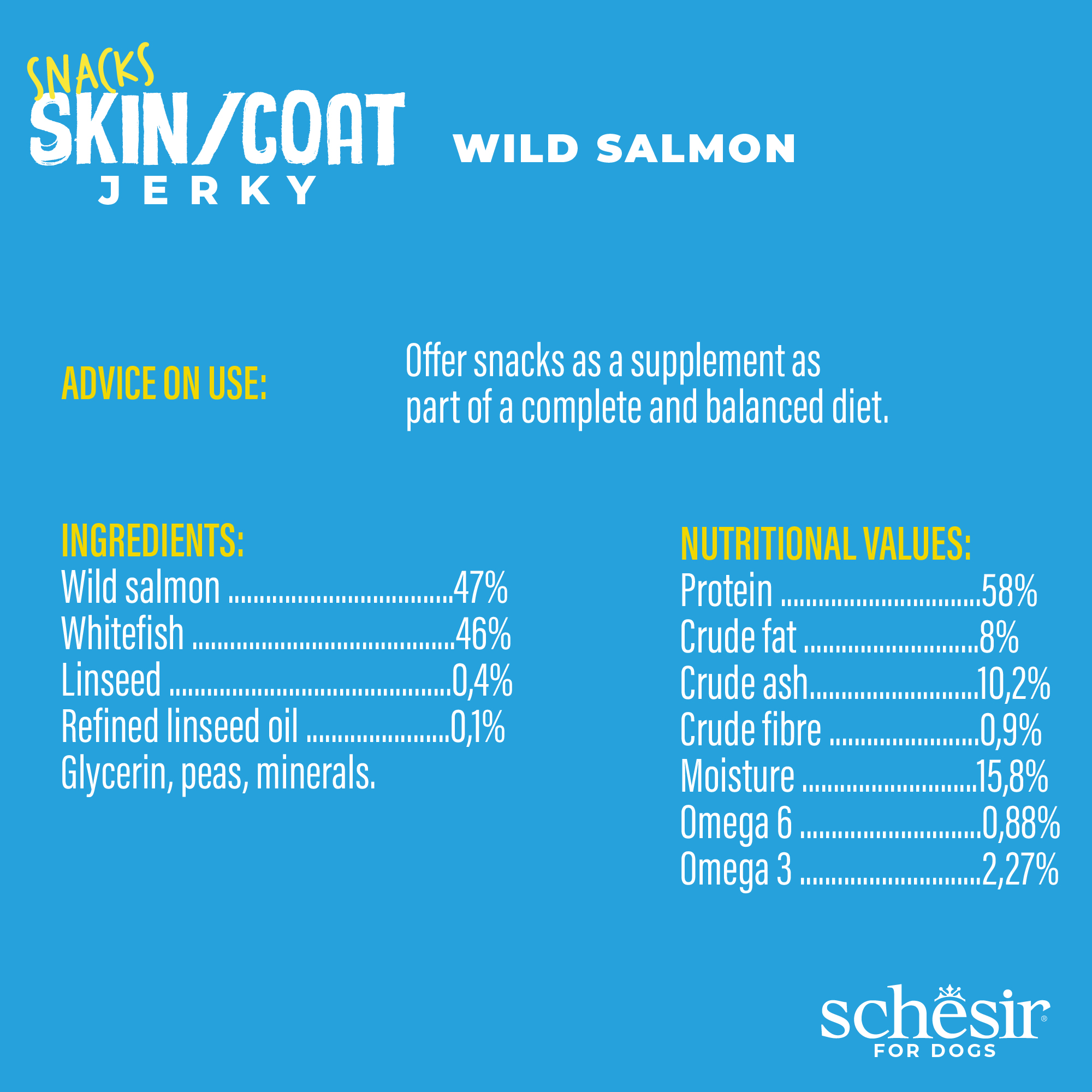 Schesir Snacks, Skin & Coat Wild Salmon Jerky Dog Treat, 115g - شيسير سناكس — للكلاب مكافآت بنكهة السلمون، 115 جم - Image 4