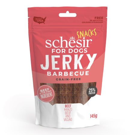 Schesir Snacks, Beef Jerky Barbecue Dog Treats, 145g - شيسير سناكس — للكلاب مكافآت بنكهة اللحم البقري، 145 جم