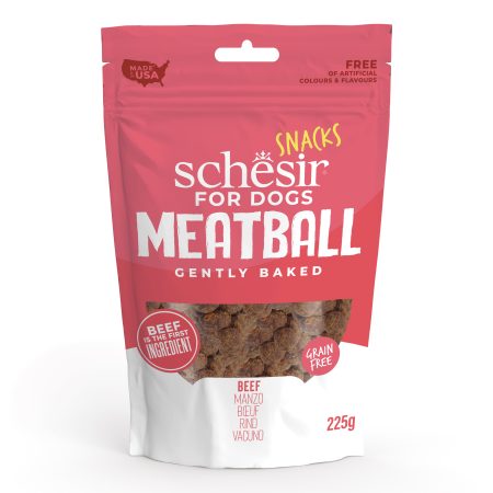 Schesir Snacks, Beef Meatballs BAKED Dog Treats, 225g - شيسير سناكس — للكلاب مكافآت بنكهة اللحم البقري، 225 جم