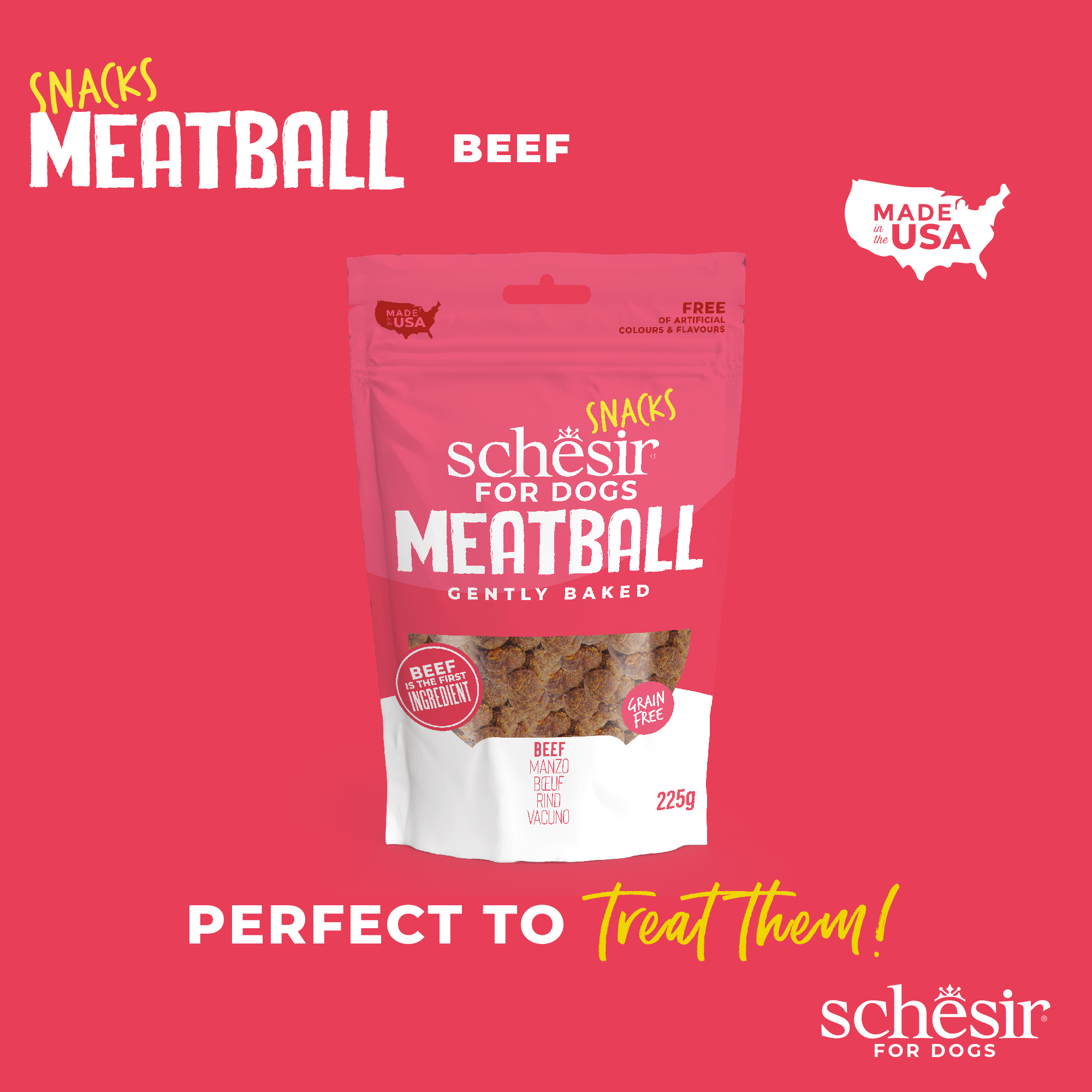 Schesir Snacks, Beef Meatballs BAKED Dog Treats, 225g - شيسير سناكس — للكلاب مكافآت بنكهة اللحم البقري، 225 جم - Image 4