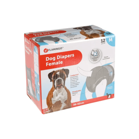 Flamingo Female Dog Diapers, Medium 12 Pcs - فلامينجو فيمالي — للكلاب