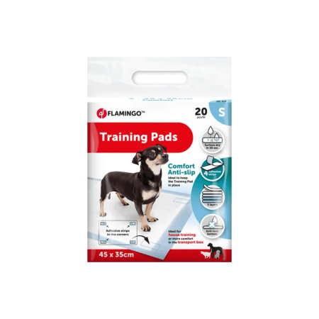 Flamingo Puppy Comfort Training Pads with Anti-Slip Adhesive Strips, Small (45 x 35cm) 20Pcs - فلامينجو — للكلاب الجِراء