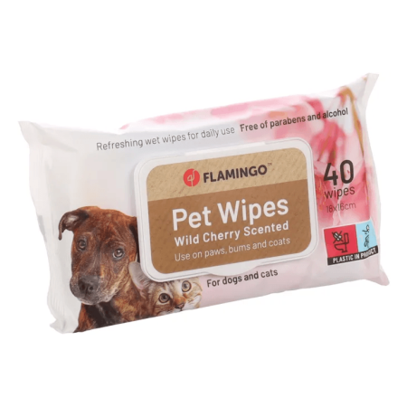 Flamingo Cherry Scented Pet Wipes, 40 Wipes - فلامينجو تشيرري سكينتيد