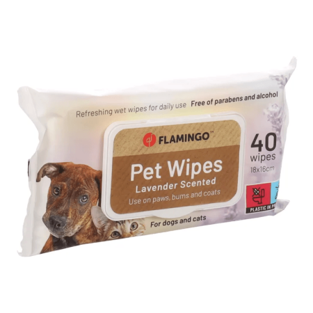 Flamingo Lavender Scented Pet Wipes, 40 Wipes - فلامينجو لافيندير سكينتيد